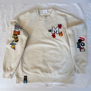 Custom Streetwear Sweatshirt XL Patchwork Logo Collage Skater Y2K Independent